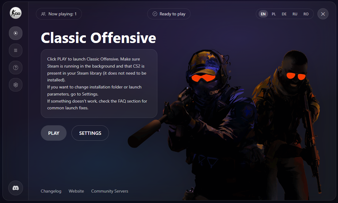 Classic Offensive Launcher — ekran uruchamiania gry